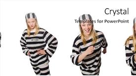  Presentation with prison - Presentation design with police comics - funny prison inmate in concept background and a white colored foreground