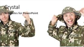  Presentation with urine of funny - Slide deck having police comics - funny soldier isolated on white background and a cream colored foreground