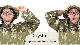  Presentation with funny - Presentation design consisting of police comics - funny soldier isolated on white background and a  colored foreground