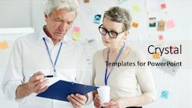  Presentation with crime - Colorful PPT theme enhanced with police department organization - two mature colleagues reading crime backdrop and a lemonade colored foreground