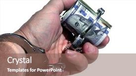  Presentation with hand handcuffs - Presentation having police drug - human hand holds money background and a violet colored foreground