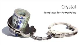  Presentation with hand handcuffs - Presentation theme enhanced with police drug - money with handcuffs american money background and a white colored foreground