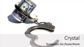  Presentation with american police - Beautiful presentation theme featuring police drug - money with handcuffs american money backdrop and a light gray colored foreground