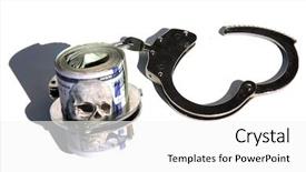  Presentation with hand handcuffs - Presentation having police drug - money with human skull background and a white colored foreground