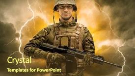  Presentation with police fire - Presentation design with police fire - armed soldier standing in rainy background and a tawny brown colored foreground