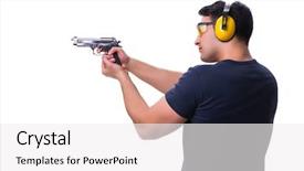  Presentation with shooting gun - PPT layouts featuring police fire - man doing sport shooting background and a white colored foreground