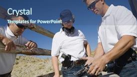  Presentation with police shooting a pistol - Audience pleasing presentation theme consisting of police fire - troops reloading pistols at shooting backdrop and a ocean colored foreground