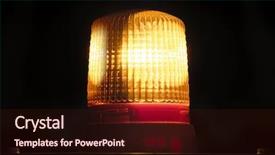  Presentation with yellow beige light brown travertine - Beautiful PPT theme featuring police fire ambulance - bright yellow warning light glows backdrop and a wine colored foreground