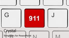  Presentation with computer keyboard and mouse - PPT layouts featuring police fire ambulance - computer keyboard with 911 key background and a light gray colored foreground