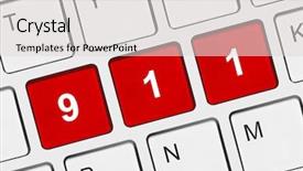  Presentation with computer keyboard and mouse - Audience pleasing theme consisting of police fire ambulance - computer keyboard with 911 key backdrop and a light gray colored foreground