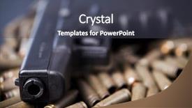  Presentation with gun - Cool new PPT theme with police gun - handgun pistol backdrop and a dark gray colored foreground