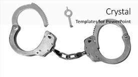  Presentation with hand handcuffs - Colorful presentation design enhanced with police hand cuffs police handcuffs backdrop and a white colored foreground