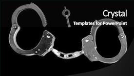  Presentation with hand handcuffs - PPT layouts having police hand cuffs police handcuffs background and a black colored foreground