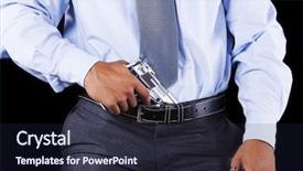  Presentation with businessman loses - Theme enhanced with police healthy - businessman with a handgun background and a  colored foreground