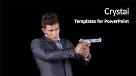  Presentation with powerful - Slide deck with police healthy - powerful businessman with a gun background and a  colored foreground