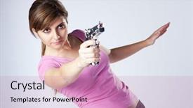  Presentation with powerful - Amazing PPT layouts having police healthy - powerful young woman backdrop and a coral colored foreground