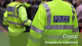  Presentation with crowd - Cool new presentation with police in hi-visibility jackets backdrop and a tawny brown colored foreground