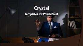  Presentation with detective - Slide deck featuring police intelligence - detective sitting in dark room background and a dark gray colored foreground