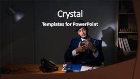  Presentation with detective - Beautiful PPT theme featuring police intelligence - detective sitting in dark room backdrop and a dark gray colored foreground