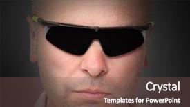  Presentation with space - PPT theme having police intelligence - portrait of man with sunglasses background and a tawny brown colored foreground