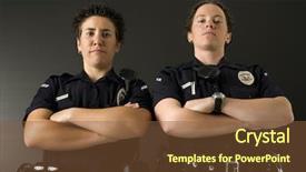  Presentation with enforcement - Slide set enhanced with police law enforcement - portrait of two mid adult background and a tawny brown colored foreground