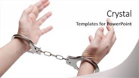  Presentation with law crime - PPT theme featuring police law steel handcuffs arrest background and a pink colored foreground