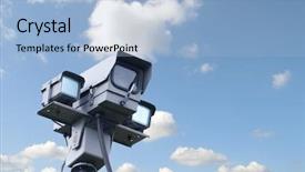  Presentation with camera security - Presentation design having police light - view of security camera background and a  colored foreground