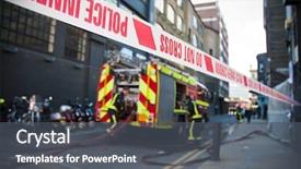  Presentation with crime scene - PPT theme enhanced with police line on a crime background and a dark gray colored foreground