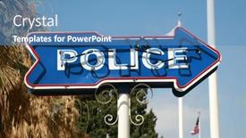 Presentation with blue neon - PPT theme with police-neon-police-arrow-sign and a teal colored foreground