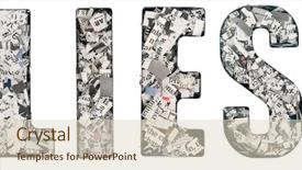  Presentation with newspaper - PPT theme with police news - word lies made up background and a soft green colored foreground