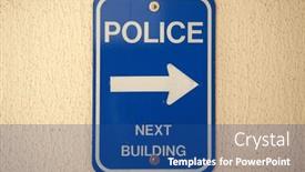  Presentation with huntington - Slide deck with police-next-building-sign-blue background and a ocean colored foreground