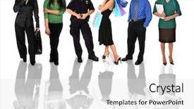  Presentation with cutout paper people standing around globe holding hands - Amazing PPT theme having police nurse - many people of different backgrounds backdrop and a white colored foreground