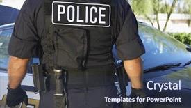  Presentation with security and drivers uniform - Colorful presentation design enhanced with police officer - midsection of policeman in uniform backdrop and a tawny brown colored foreground