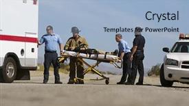  Presentation with police - Cool new presentation theme with police officer - paramedics transporting victim on stretcher backdrop and a light blue colored foreground