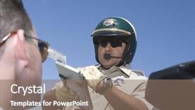  Presentation with bill of rights - Slide deck enhanced with police officer - policeman writing fine bill background and a violet colored foreground