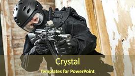  Presentation with armed forces - Presentation theme consisting of police officer - special forces armed with assault background and a tawny brown colored foreground