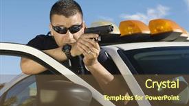  Presentation with police - Beautiful theme featuring police officer aiming with pistol backdrop and a tawny brown colored foreground