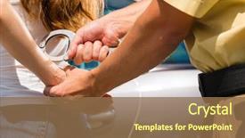  Presentation with police - Audience pleasing presentation design consisting of police officer arresting a woman backdrop and a tawny brown colored foreground