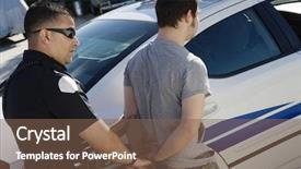 Presentation with police - Amazing slide deck having police officer arresting young man backdrop and a violet colored foreground