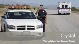  Presentation with radio - Slide deck featuring police officer communicating on radio background and a gray colored foreground