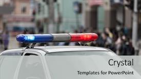  Presentation with car service - Cool new slide set with police officer emergency service car backdrop and a light gray colored foreground