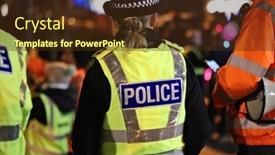  Presentation with correction officer - PPT layouts having police-officer-in-hi-visibility background and a tawny brown colored foreground