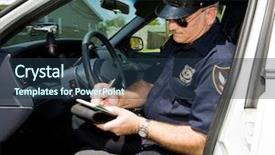  Presentation with police - Presentation design with police officer in his squad background and a tawny brown colored foreground