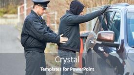  Presentation with search - PPT theme with police-officer-in-search background and a gray colored foreground