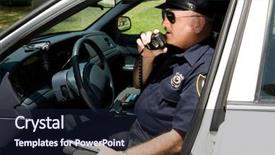  Presentation with police - Presentation theme consisting of police officer in squad car background and a wine colored foreground