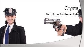  Presentation with police professionalism - PPT theme featuring police officer isolated on white background and a white colored foreground