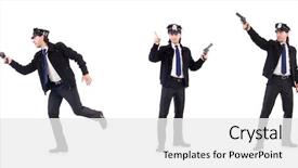  Presentation with police - Presentation with police officer isolated on white background and a white colored foreground