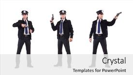  Presentation with police police - Presentation theme having police officer isolated on white background and a white colored foreground
