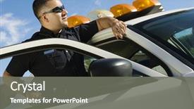  Presentation with police - PPT layouts featuring police officer leaning on patrol background and a gray colored foreground