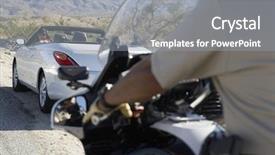  Presentation with traffic police - Cool new PPT theme with traffic stop - police officer on motorbike stopping backdrop and a gray colored foreground